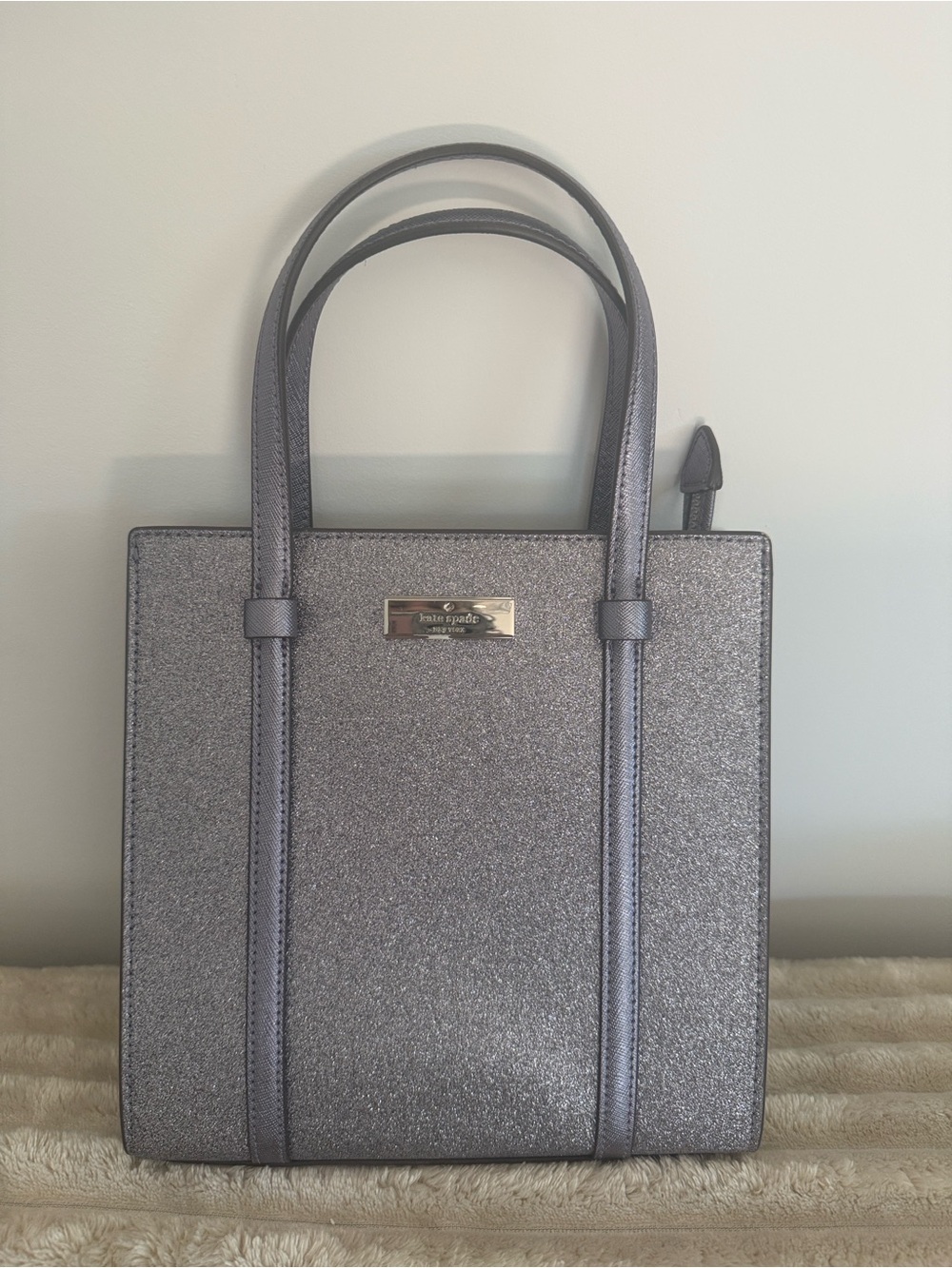 kate spade Silver Glitter Structured Tote